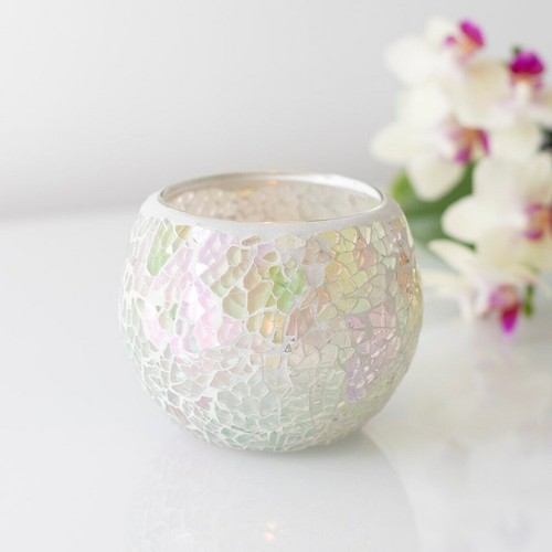 White iridescent glass mosaic - iridescent,