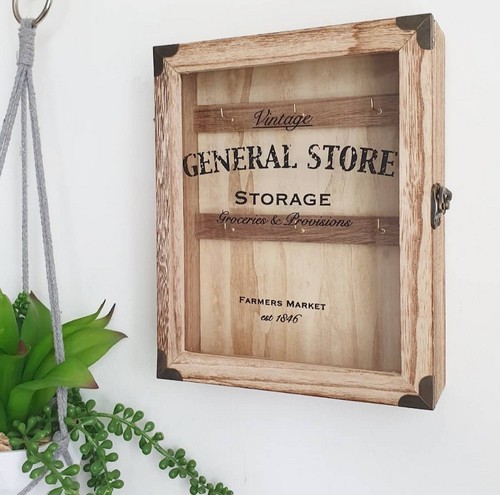 Vintage style wooden key box - wooden,