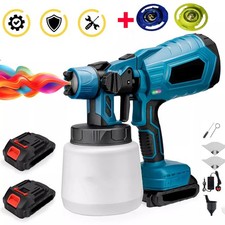 21V Cordless Paint Sprayer Fence Wall Airless HVLP Spray Gun with 2 Battery UK