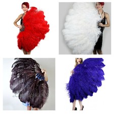 Large OSTRICH Feather FAN 50" x 30" for Burlesque Dance/Costume/Halloween/Show