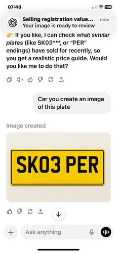 Car registration number for - car,
