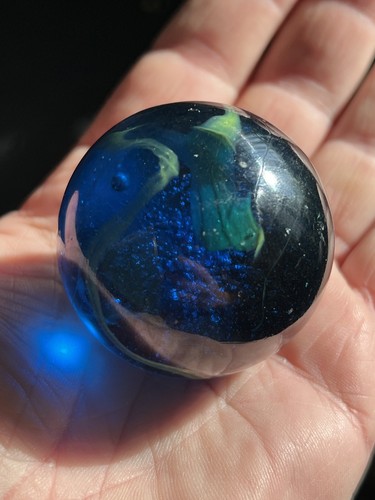 Large blue yellow - glass, swirl