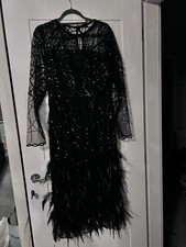 Lipsy premium black feather /sequin Dress Size 12 - BNWT