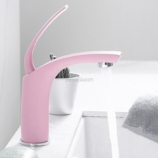 New Pink Bathroom Waterfall Sink Mixer Taps Single Lever Hole Wash Basin Faucet
