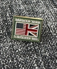 Barbour Steve McQueen UK USA Flag Enamel Pin Badge Genuine Brooch