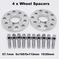 For VW 2 Pair 15 & 20mm 5x112/5X100 Hubcentric Wheel Spacers,57.1 bore, 20 Bolts