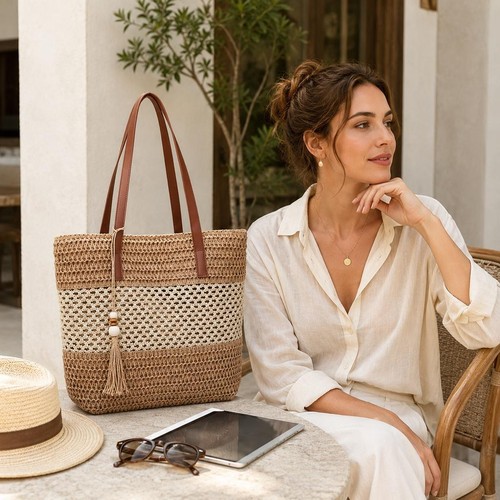 Large straw tote - tote, bag