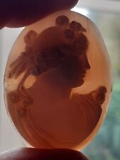 19th Century Grand Tour Shell Cameo Classical Figure Roses in Hair Unmounted