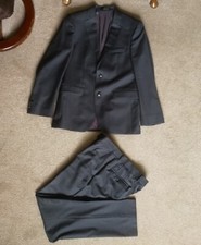 Men's Baumler Fashion 2 Piece Grey Wool Suit Jacket Size UK 38" Trousers W34 L32