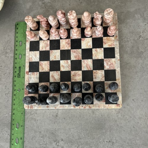 Marble and onyx chess set - and,