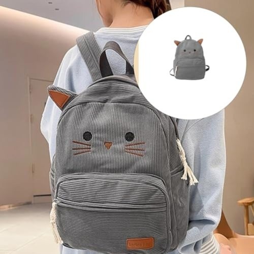 Cartoon cat student - cat, schoolbag