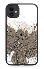 Cartoon Owl Design Rubber Phone Case Owls Bird Birds Black Grey Wizard E530