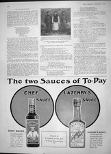 Original Old Antique Print 1904 Chunchus Armed Bandits Chef Lazenby Sauce 20th