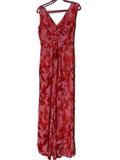 Lipsy UK 14 Playsuit In Pink And Red Tie Back Holidays Keyhole Front