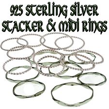 925 Solid Sterling Silver Stacker, Keeper & Midi Rings Top Finger Rings
