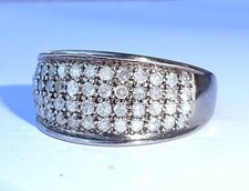 Chunky 9ct White Gold 0.50ct Pave Set Diamond Cluster Band Ring, Size M1/2