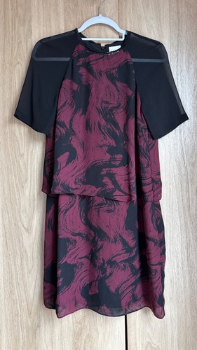 Reiss burgundy abstract print - burgundy,