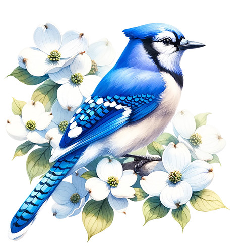 Blue jay white - white, dogwood