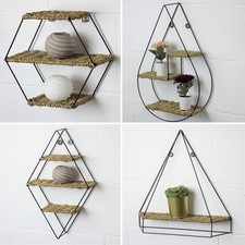 Geometric Woven Rope Wall Hanging Shelves Decorative Floating Shelf Storage Unit
