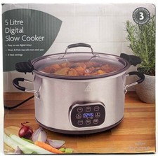 Digital Slow Cooker Debranded 5Lit, Non Stick metal bowl Stove to Table ST Steel