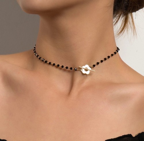 Necklace choker chain black - chain,