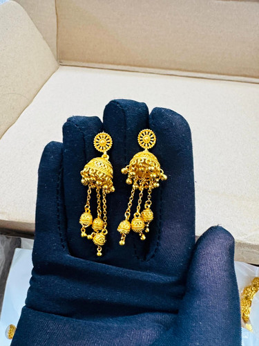 Gold tone jhumka dangle - gold, dangle/drop
