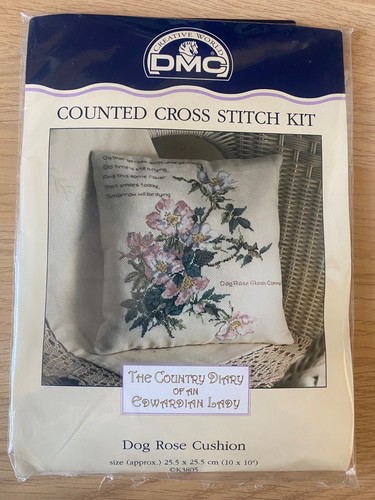 Dog rose cushion counted cross - dog,