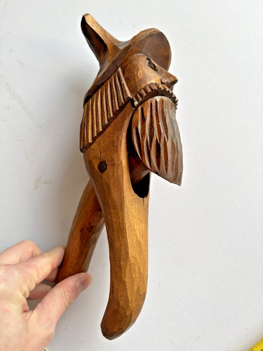 Vintage hand carved wood - wood, black