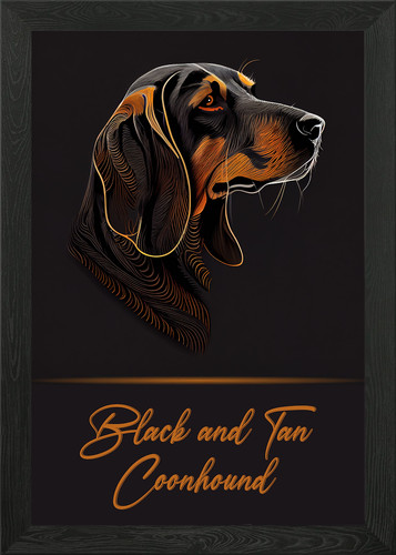 Black and tan coonhound framed - and,