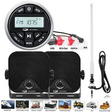 Marine Stereo Bluetooth Waterproof Boat Radio Receiver + 120W Speakers + Aerial