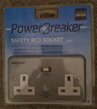 Green Brook Power Breaker Safety RCD Socket. 13A 2 Gang. H22MP-C