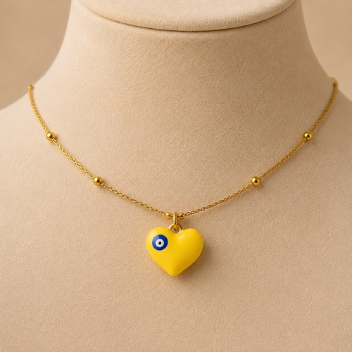 Yellow heart necklace - heart, with