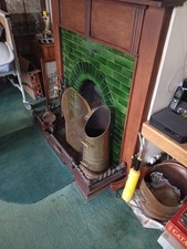 Wooden Antique Fire Fender Surround Extendable With Brass Plaque Very Nice Item