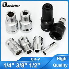 Impact Socket Adapter Square 1/4" 3/8" 1/2" To Hexagon Hex Bit Holder Converter