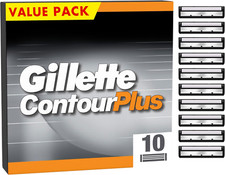 Gillette Contour plus Razor Blades Men, Pack of 10 Razor Blade Refills with Lubr