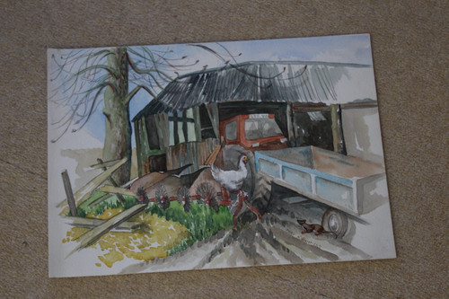 Original water colour - original, tractor