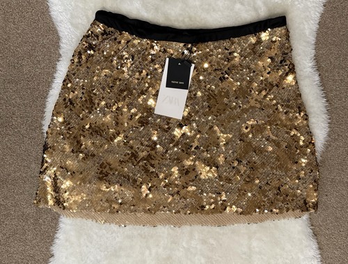 Zara sequin mini - skirt, gold