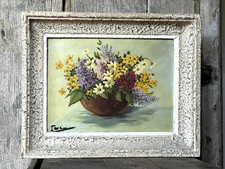 Vintage French Floral Oil on