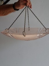 Art Deco Degue French Pink Frosted Glass Plaffonier Ceiling Light Shade.