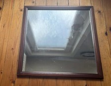 Square Mirror in a natural dark wooden frame, 21in x 21in VGC
