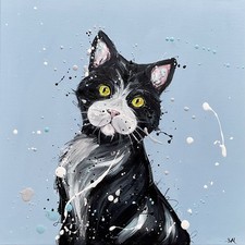 Cat on blue Original Acrylic