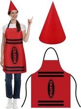 Crayon Apron and Funny Gnome Cone Hats for Halloween  Christmas Adults Fancy Red