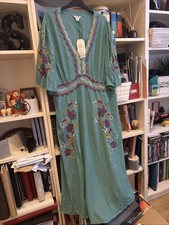 Monsoon Pale Green Maxi With Embroidery BNWT Size 22 Viscose