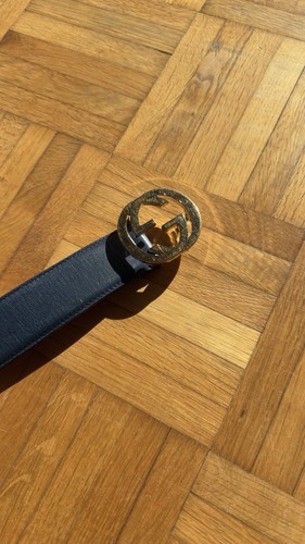 Navy blue gucci leather - gucci, belt