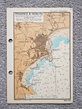 Penzance and Newlyn, Cornwall - 1943 Vintage Admiralty Royal Navy Map