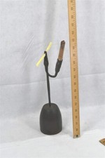 antique rushlight candle holder forged 13 in. w/candle 18th c original 1750
