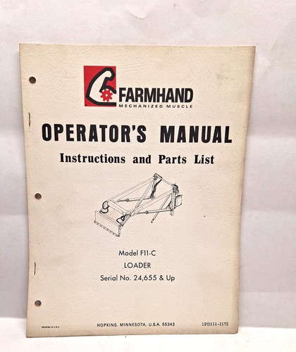 Used farmhand operators manual - operators,