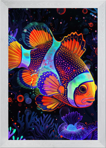 Neon clownfish framed - neon, art