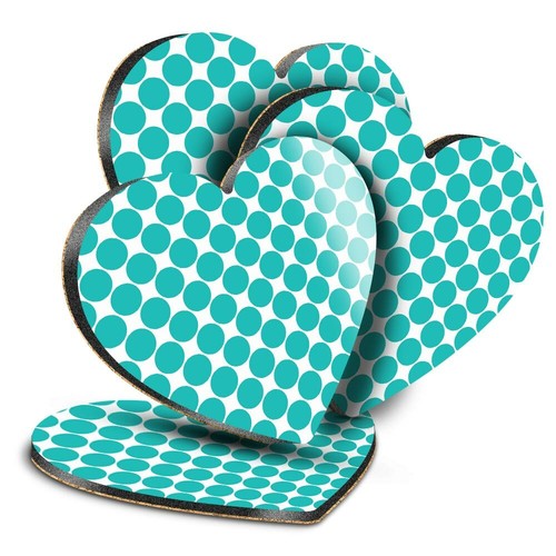 Heart mdf coasters aqua - mdf,