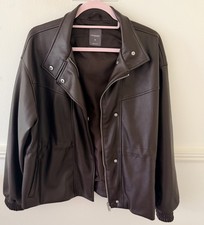 Women brown leather biker - brown,